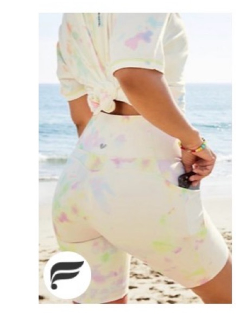 White High-Waist Pastel Tie-Dye Bike Shorts